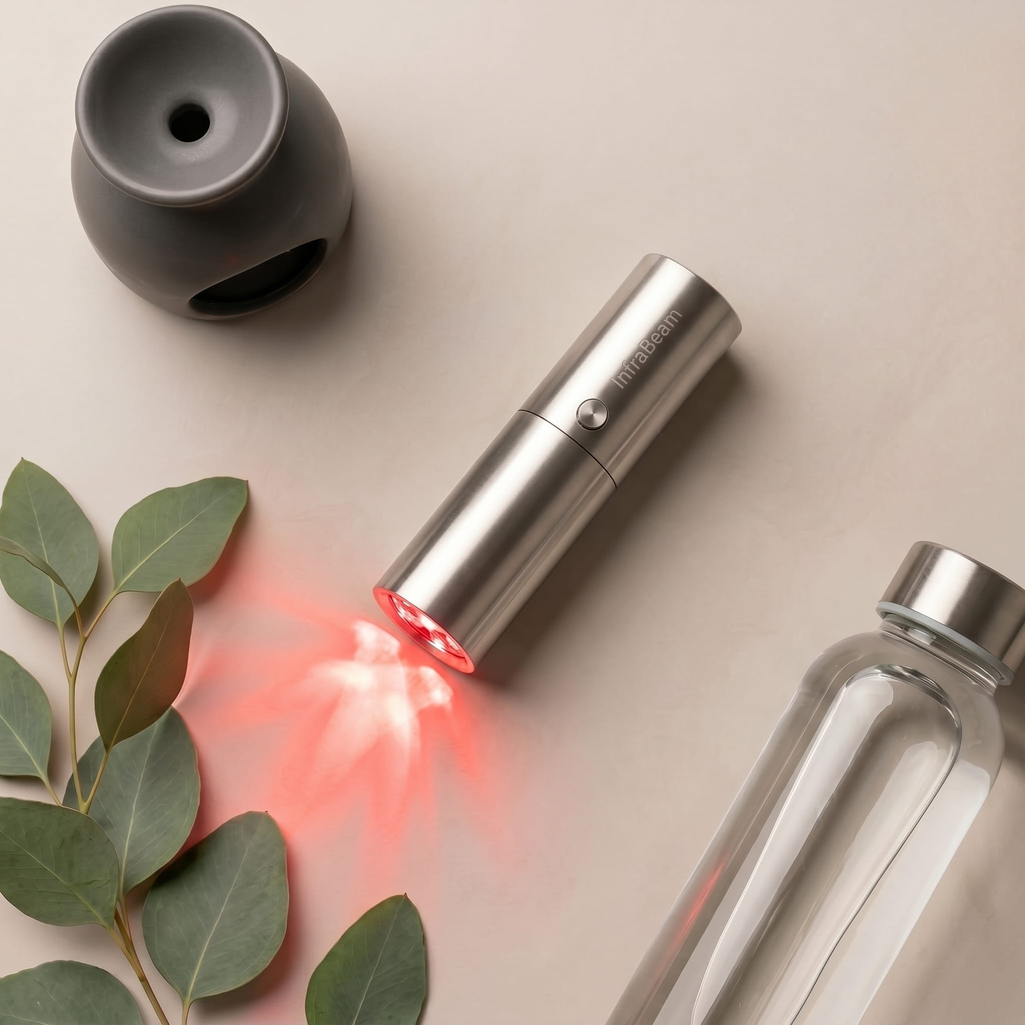 InfraBeam IB-3 in a calm lifestyle scene with eucalyptus