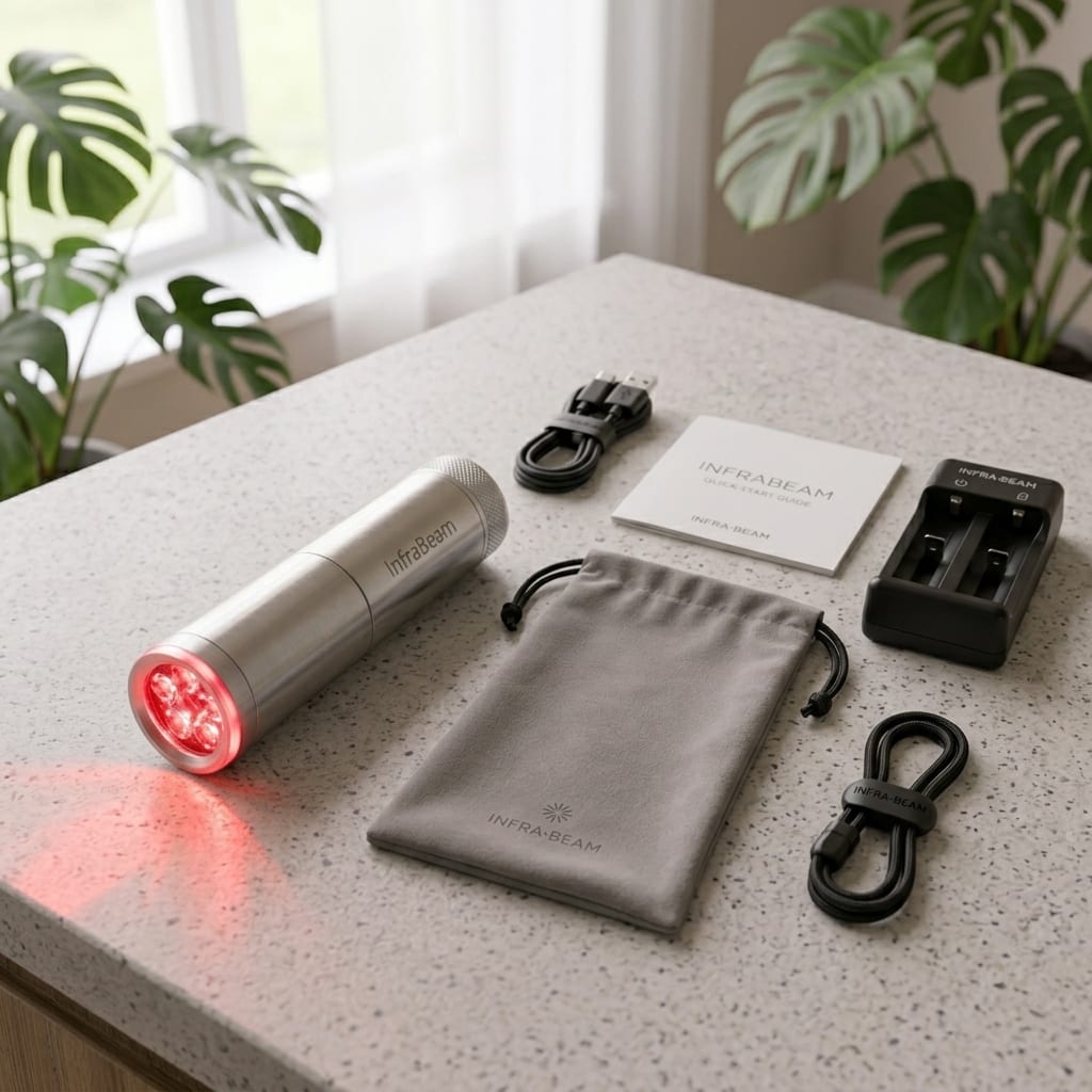 InfraBeam IB-3 with its accessories on a counter